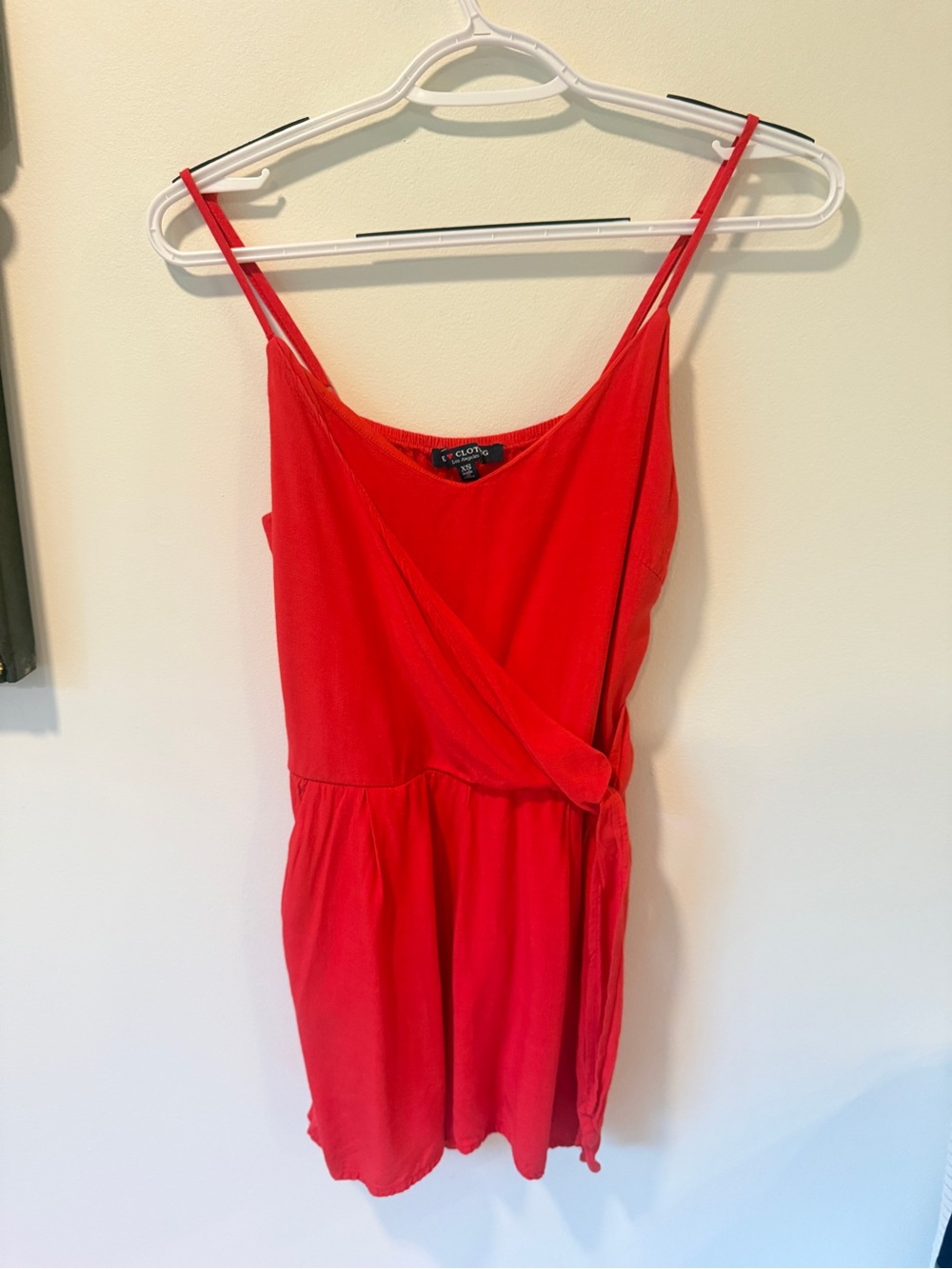 Charlotte Russe Red Wrap Romper with Waist Tie